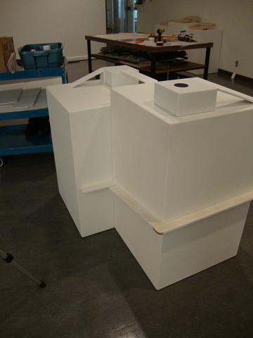 install - an assent of polymen (15).JPG - the YAC gallery staff were fine with us installing the ramps on the sides of their plinths!